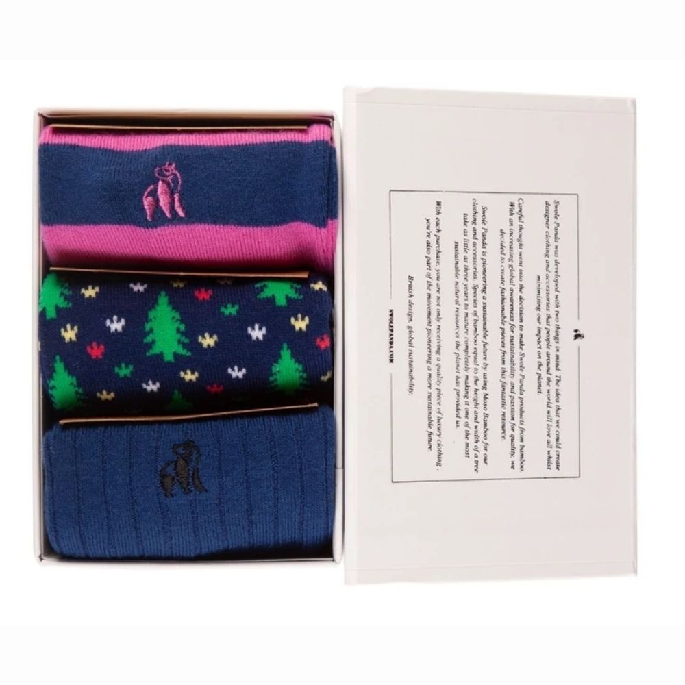 3pk Christmas Tree Sock Box in Blue