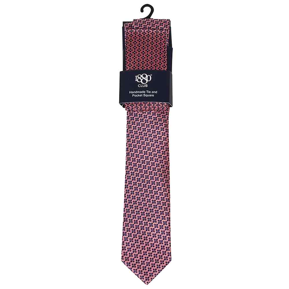 1880 Club Tie and Pocket Square in Pink