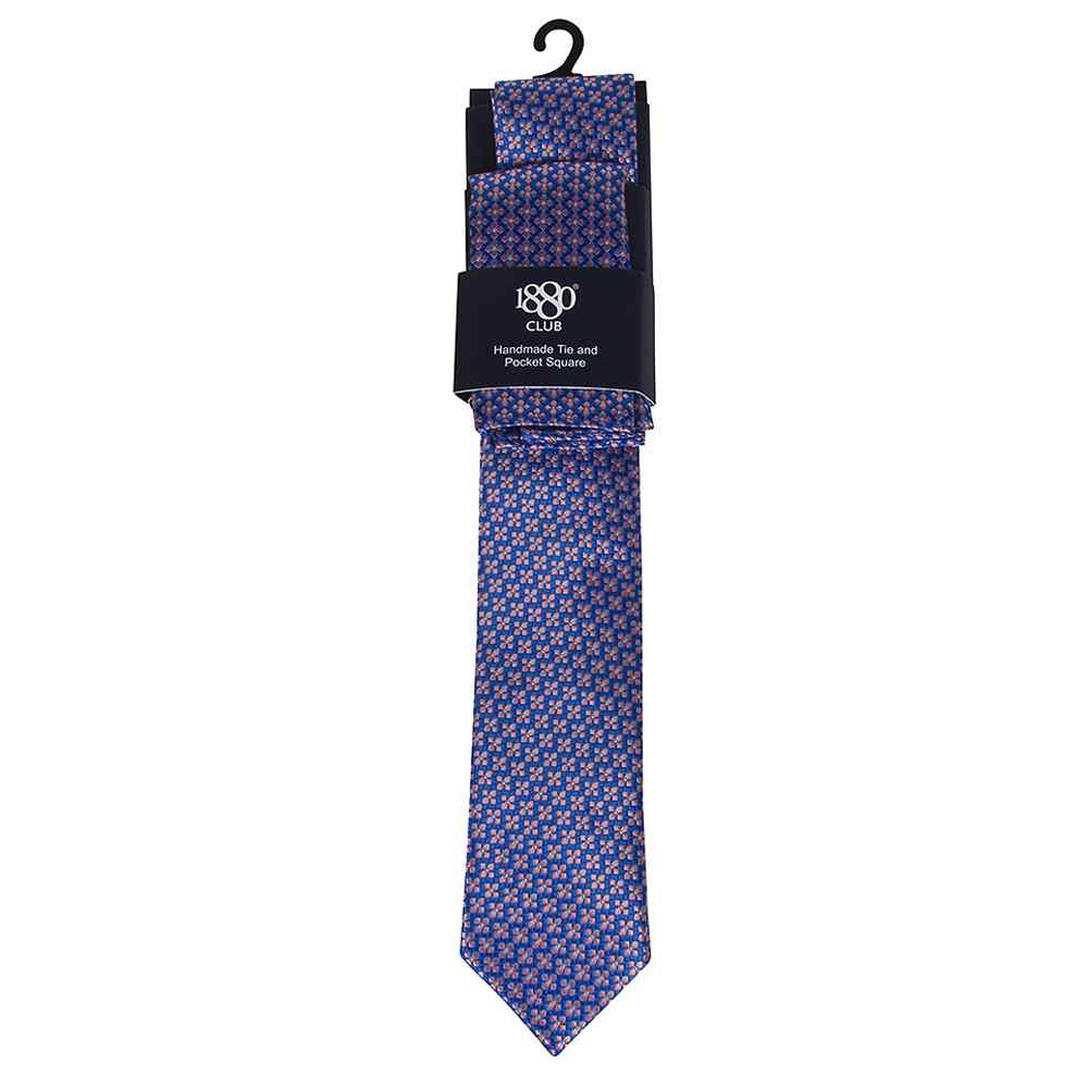 1880 Club Tie and Pocket Square in Blue