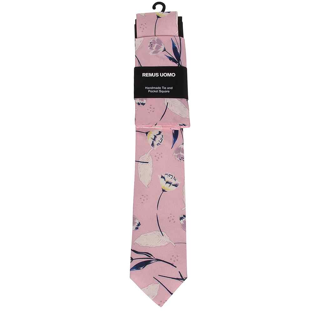 Tie and Pocket Square Set in Pink