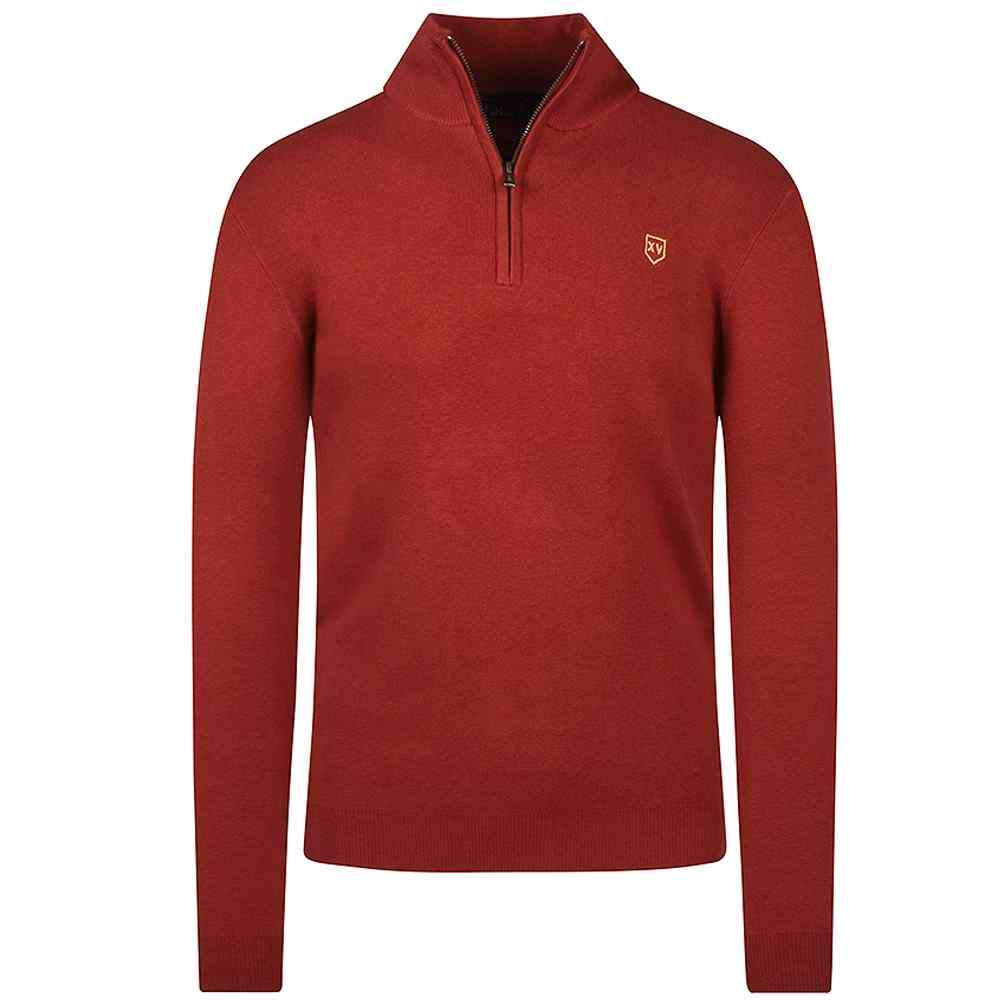 Unione Half Zip Knitted Sweater in Red