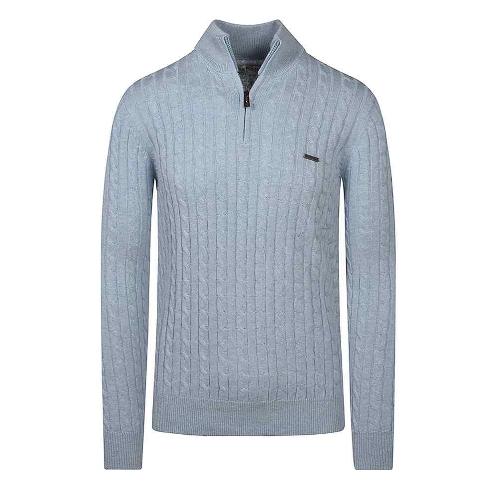 Gerald Knitted 1/4 Zip in Lt Blue
