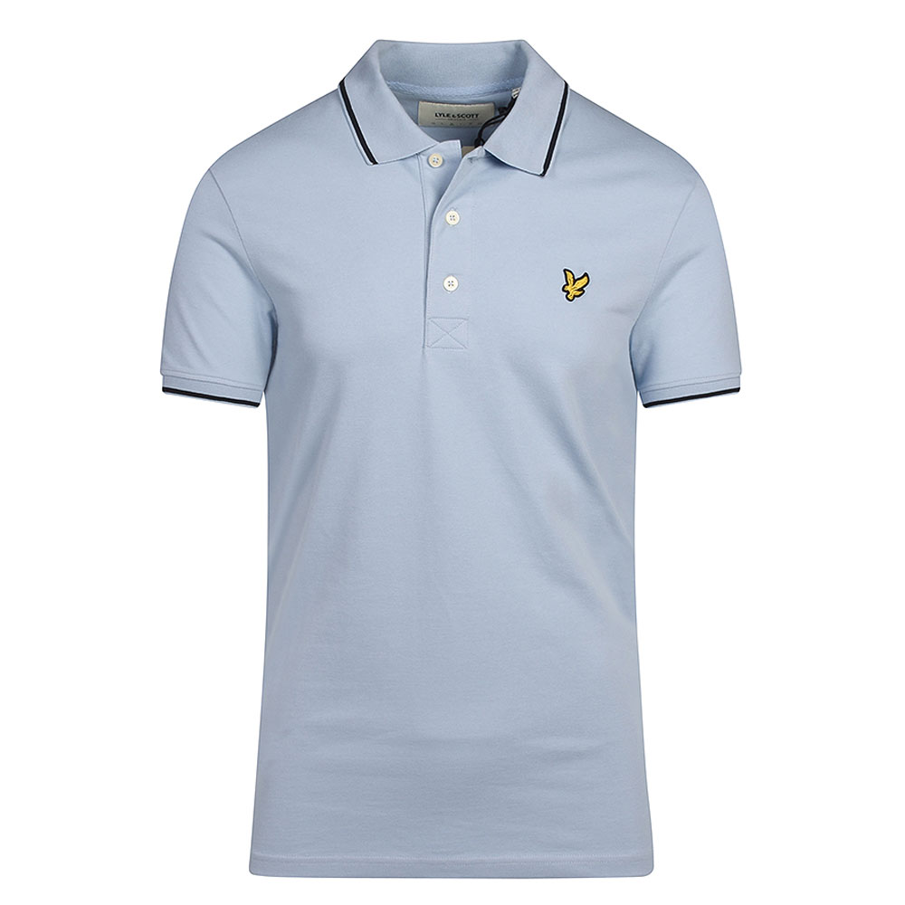 Tipped Polo Shirt in Lt Blue