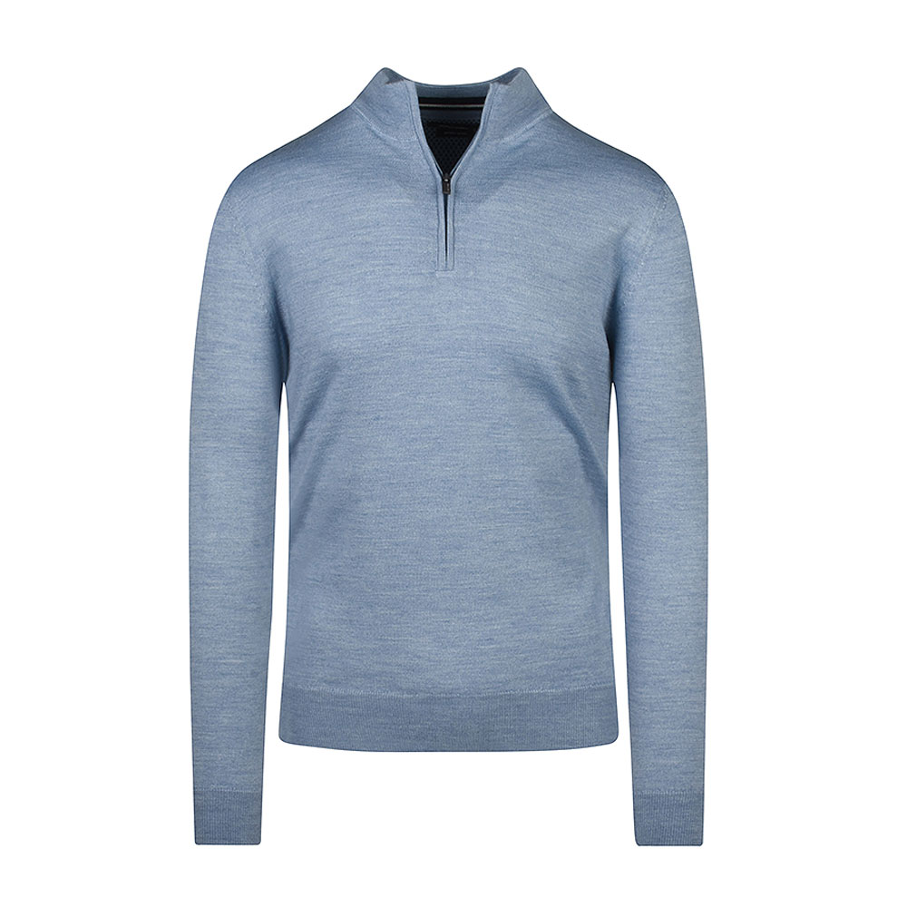 Long Sleeve Half Zip Sweater in Lt Blue