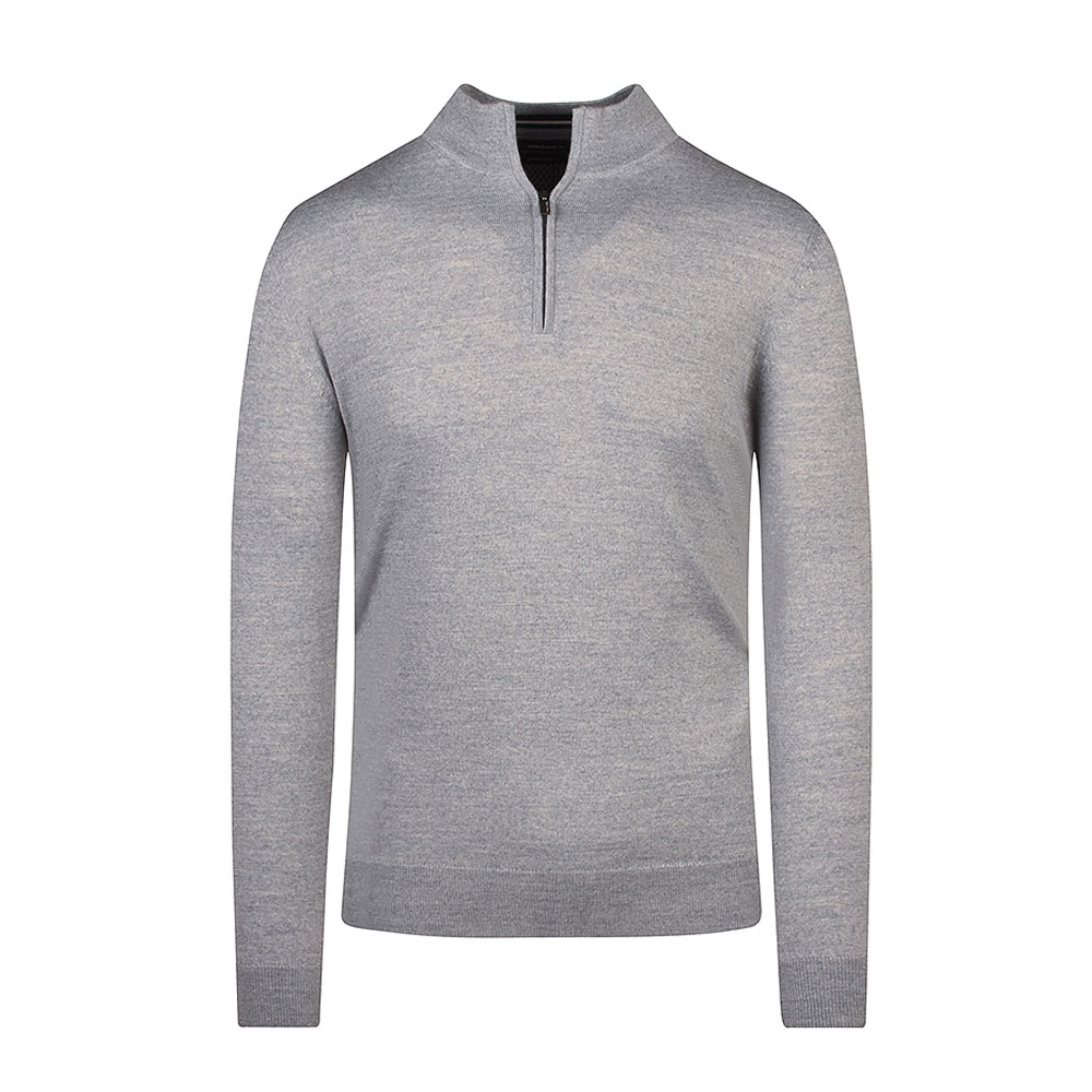 Long Sleeve Half Zip Sweater in Lt Grey