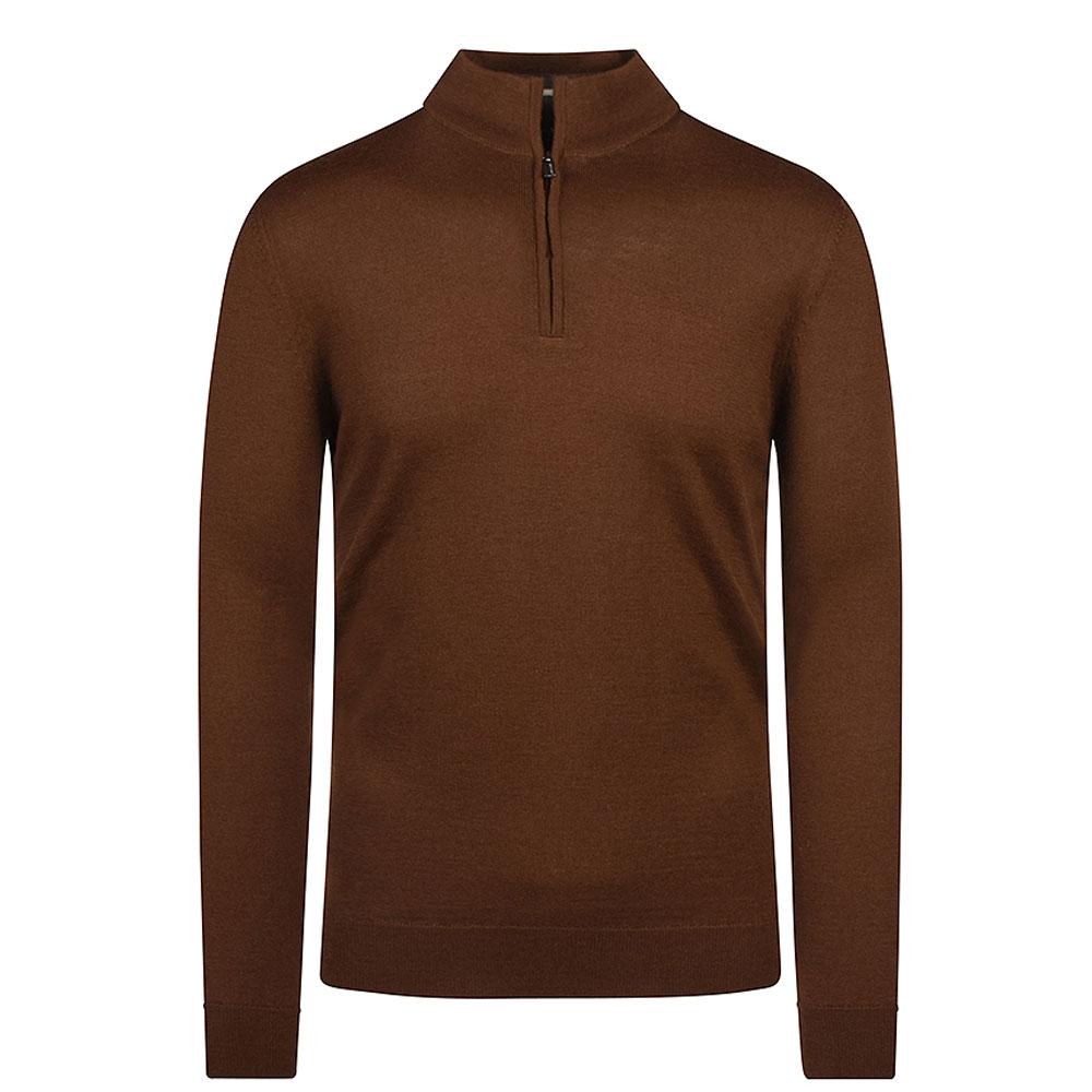 Long Sleeve Half Zip Sweater in Brown