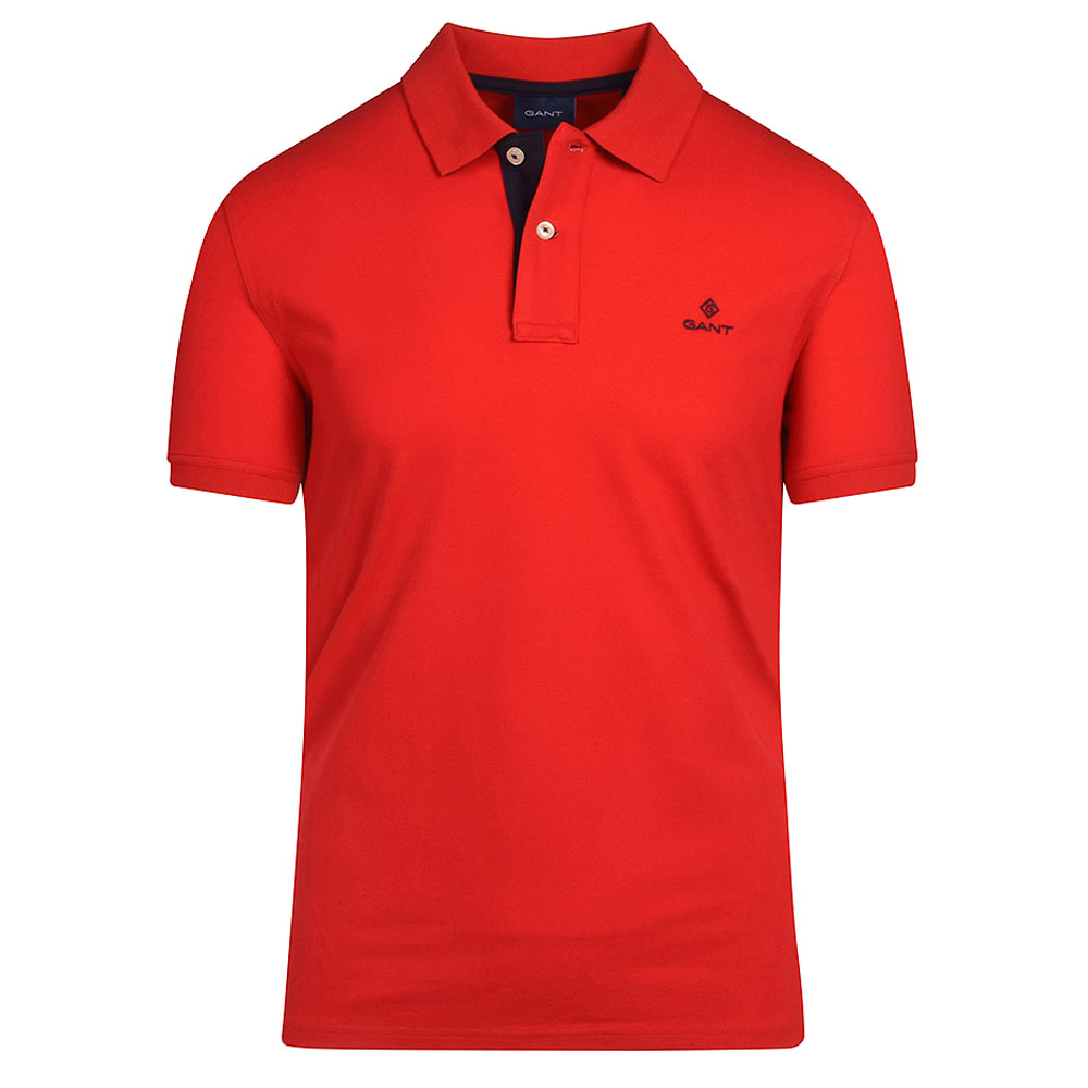 Contrast Collar Polo Shirt in Red