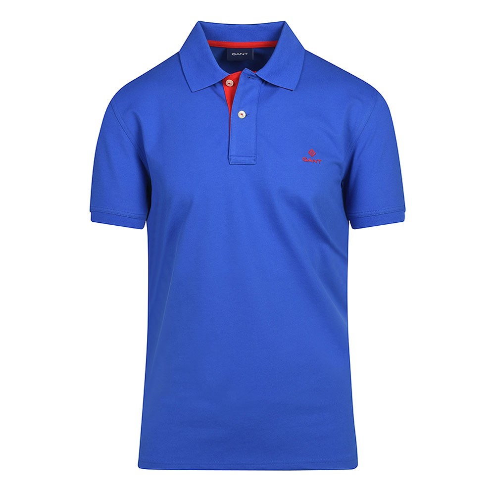 Contrast Collar Polo Shirt in Blue