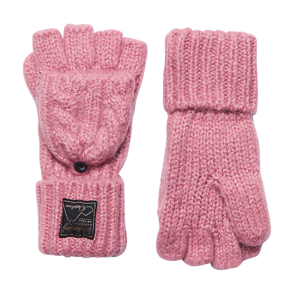 Tweed Cable Glove in Pink