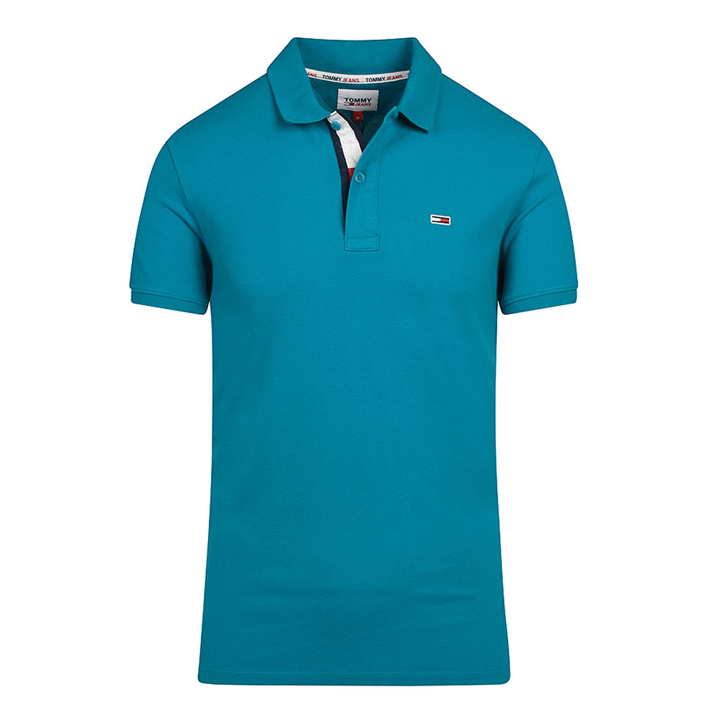 Solid Stretch Polo Shirt in Turquoise