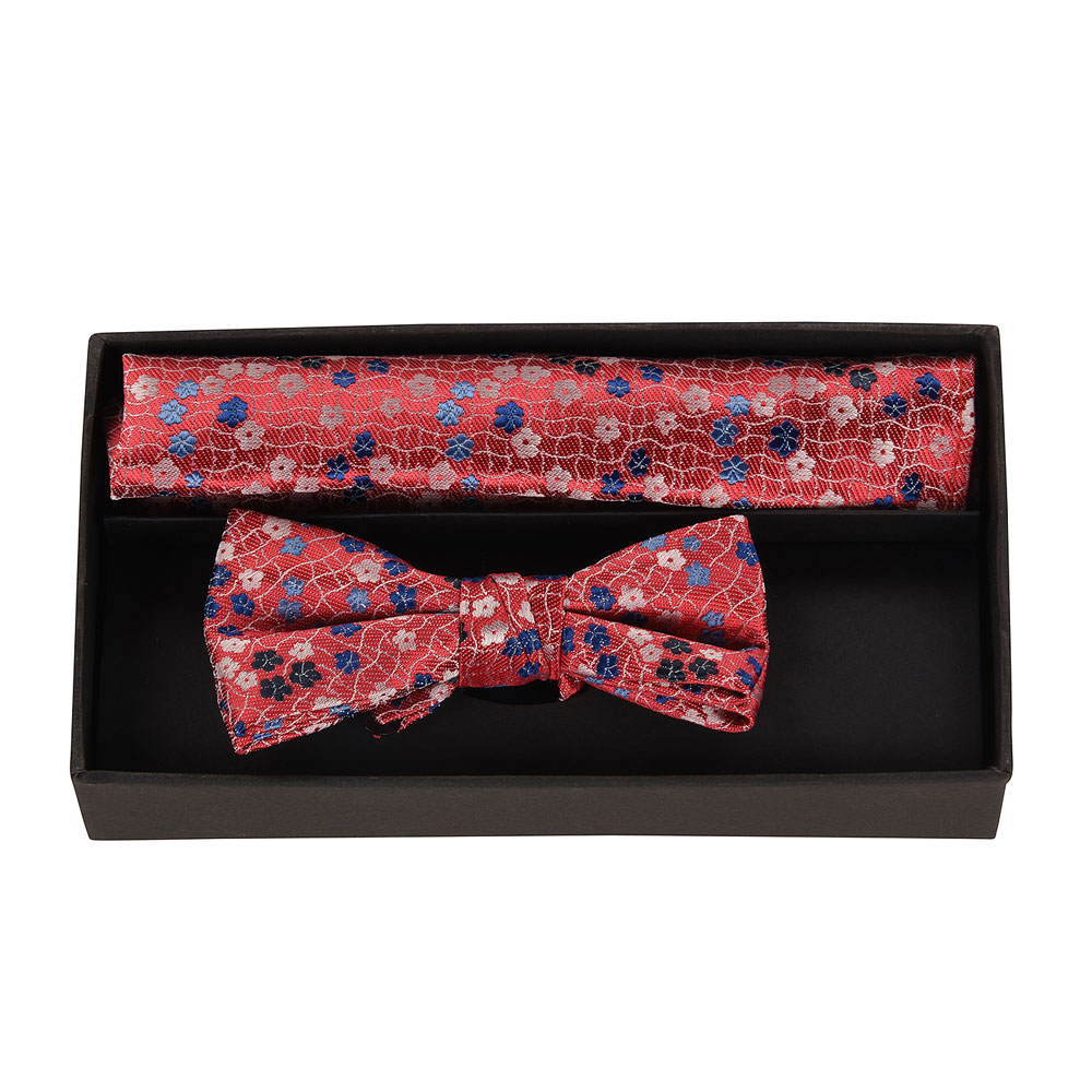 1880 Bow Tie and Pocket Square in Raspberry