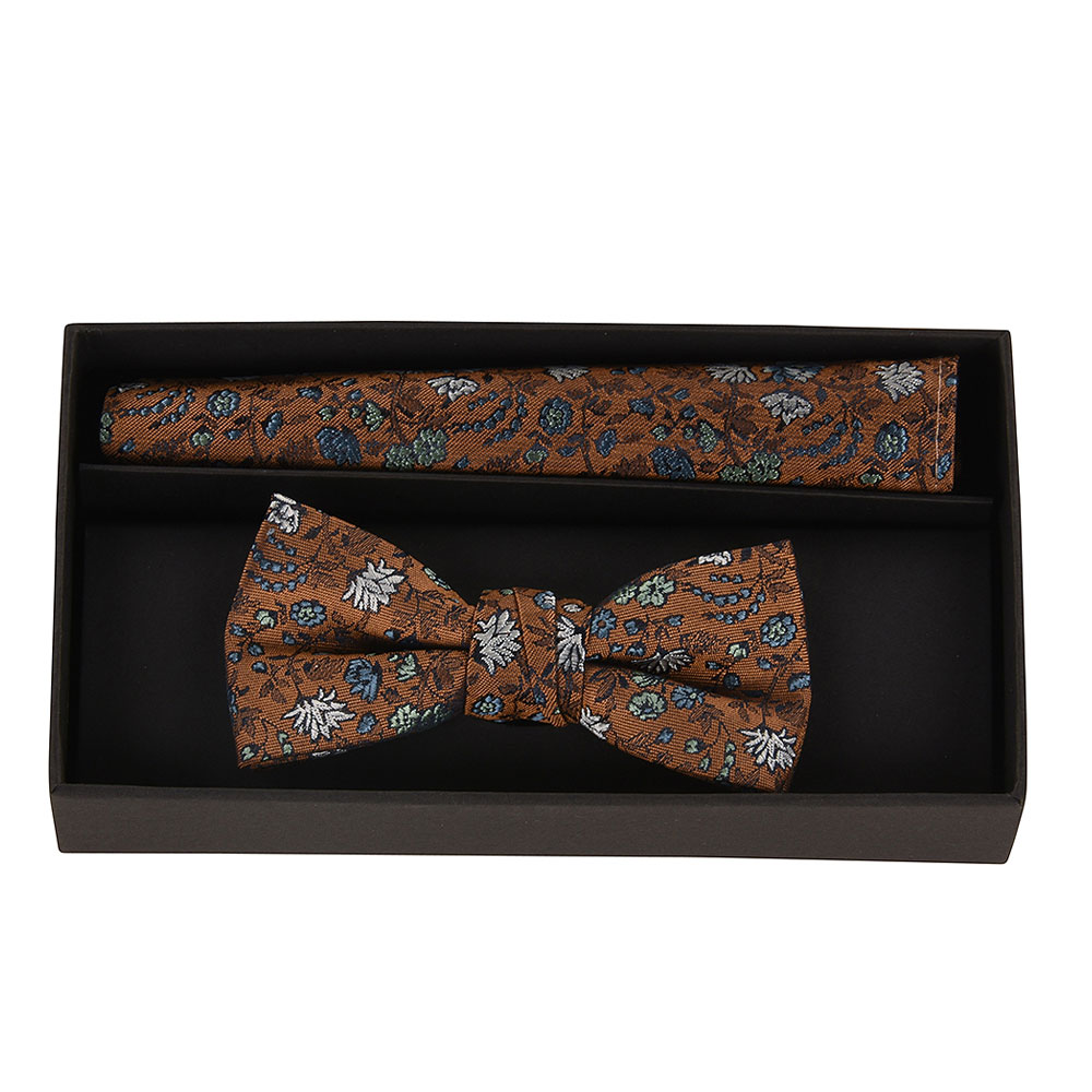 1880Club Bow Tie and Pocket Square in Brown