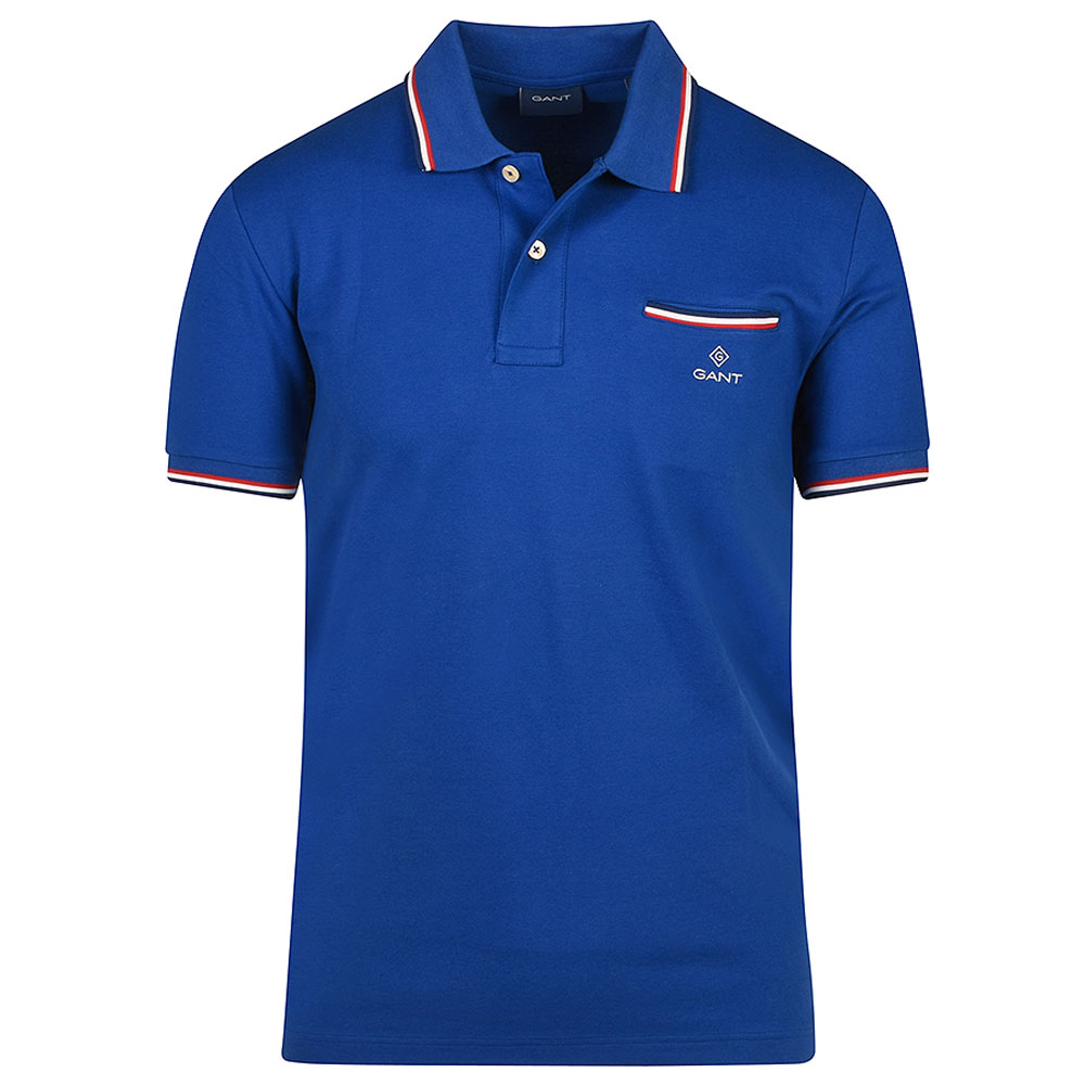 Tipping Pique Rugger Polo Shirt in Blue