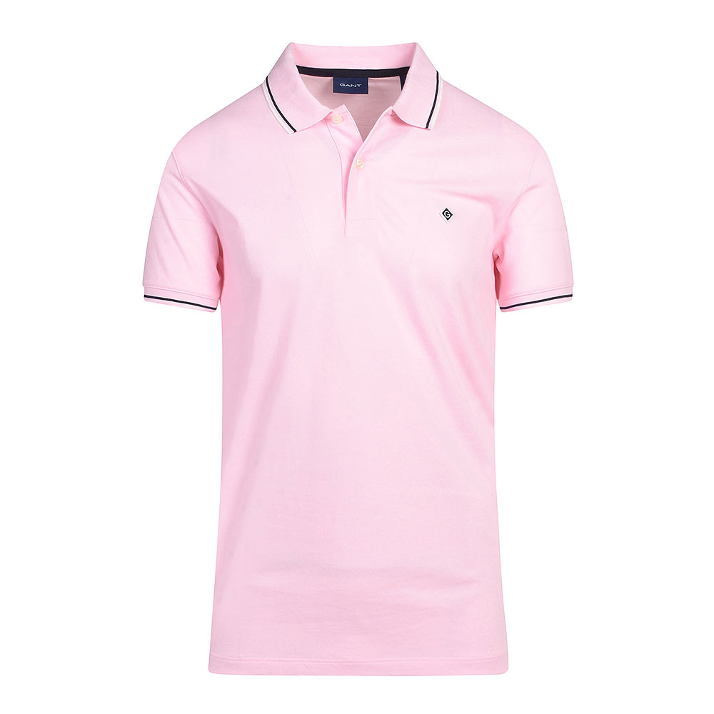 Contrast Tipping Poloshirt in Pink
