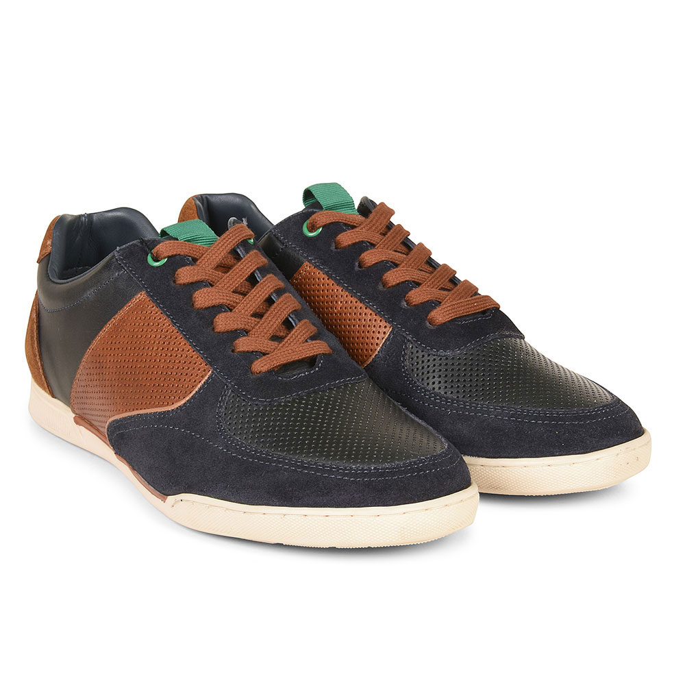 Hayes Leather Trainer in Navy