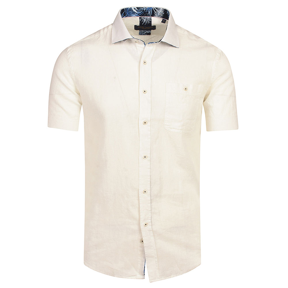 Linen Short Sleeve Shirt in White