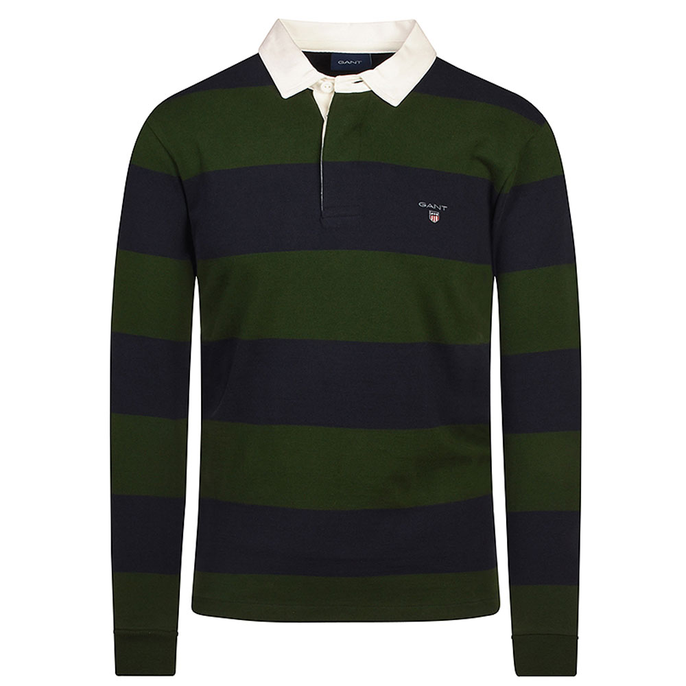 Barstripe Heavy Rugger Rugby Shirt in Green