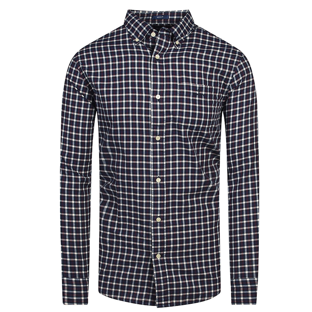 Gingham Twill Shirt in Navy