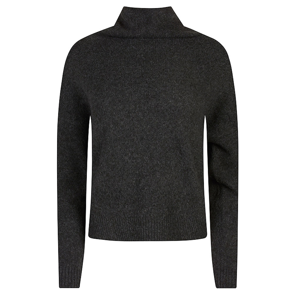 Isabella Cropped Funnel Neck Jumper in Charcoal