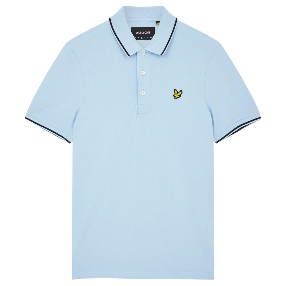 Tipped Polo Shirt in Lt Blue